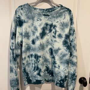 Athleta Blue Tie-Dye Crew Long Sleeve- Size S